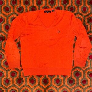 MAKE OFFER! Ben Sherman Bright Orange V-Neck Sweater Men's Medium pullover